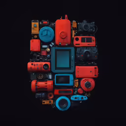 various cameras arranged around the shape of a circle