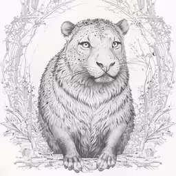 a drawing of a tiger in black and white