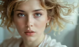 a young woman with frizz on her hair and eyes