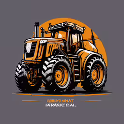 a tractor that is on the ground with the words farming,the tractor drawn in color and black