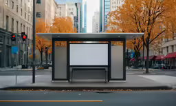 a bus stop sitting on the side of the road