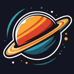 saturn with the sun above it in black background