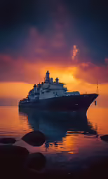 there is a ship floating in the water