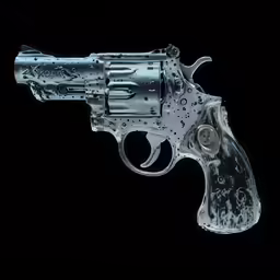 a handgun with white speckles on it