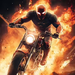 the poster for dared motorcycle featuring dared riding a bike in flames