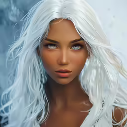 a 3d painting of a white woman with long, blonde hair