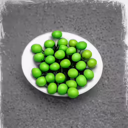 a close up of a plate with some green apples