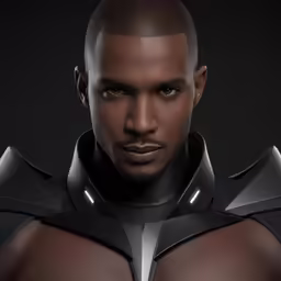 a person in armor looking towards the camera