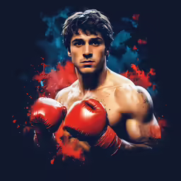 the boxer has his boxing gloves on