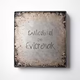 a silver plate with writing on it that reads emaciated en evriciak