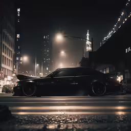 the car is parked on the side of the street