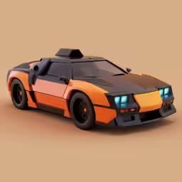 a orange and black sport car parked in a desert