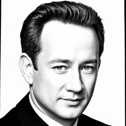 a pencil drawing of a man in a suit