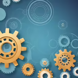 gold and silver gears against a blue background
