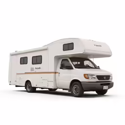 a white van parked with a roof top off