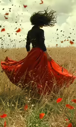 an artistically photographed woman in a field of flowers