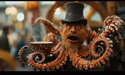 there is an octopus dressed up as a man