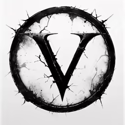 a white background with black ink and a v sign