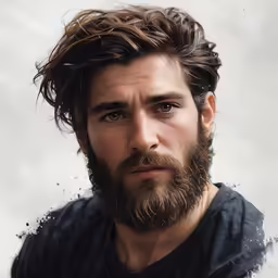 the photo shows a man with very long hair