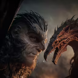 two guys with weird hair with a dragon head