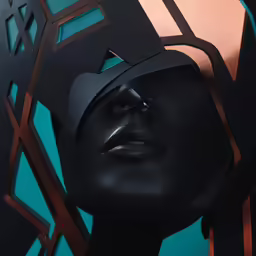 a woman has a black and gold mask on