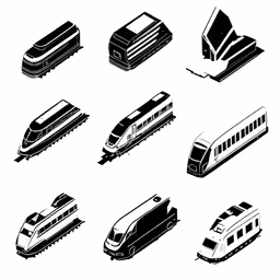 train icons on white with black outline