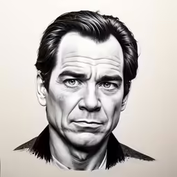 a drawing of john mc mcmur, from the series, in black and white