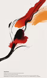 the background features orange and black strokes and the colors red and orange