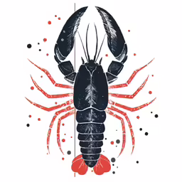 a lobster that is in the shape of a hand drawn image
