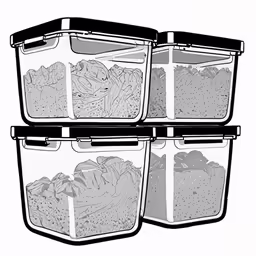 three storage containers with garbage inside each
