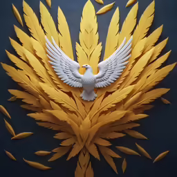 this is a white bird on yellow leaves