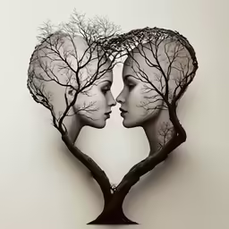 two women facing each other with trees in their lungs