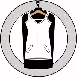the jacket is hanging on a hanger with the text