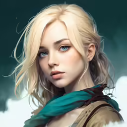 a young blonde girl in a blue shirt