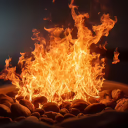 the flames are glowing brightly in this photo