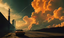 a car driving down an empty road during the day