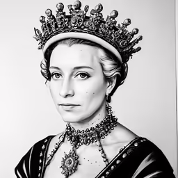 the image depicts a woman in a crown