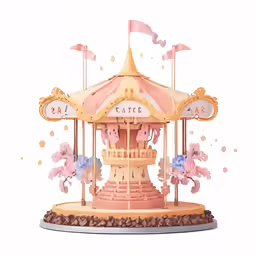 an illustration of a miniature carousel with flowers