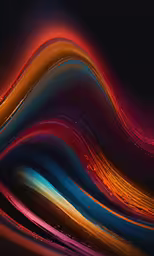 a painting with very colorful lines coming out of it,the colors of the rainbow have been combined to create a long and vibrant wave