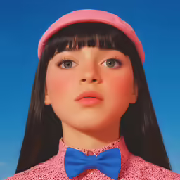 a doll with a bow tie and pink shirt