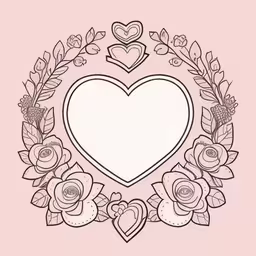 the outline of a heart in floral frame,a heart surrounded by flowers and leaves