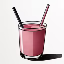 a glass with an empty spoon is next to a white background