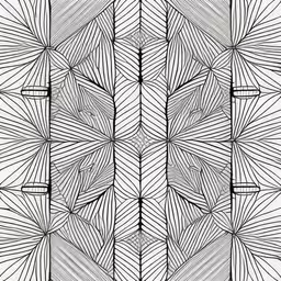 a drawing of geometrical lines and palm leaves,a black and white pattern made up of lines,black and white drawing with lines that look like trees,the black and white pattern is all that is being viewed,an intricate pattern in black and white