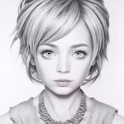 a black and white photo of a woman with short hair