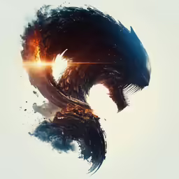 a dark, fire - breathing dragon face in the sky