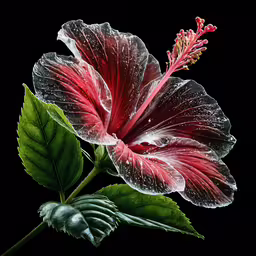 a red flower with rain drops hanging from it