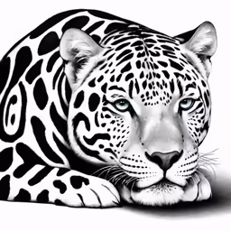 a pencil drawing of a leopard laying down