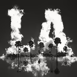 a group of trees floating on top of water