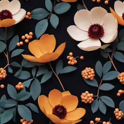 a number of flowers sitting on top of some green leaves