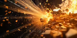 a large metal object with lots of burning sparks